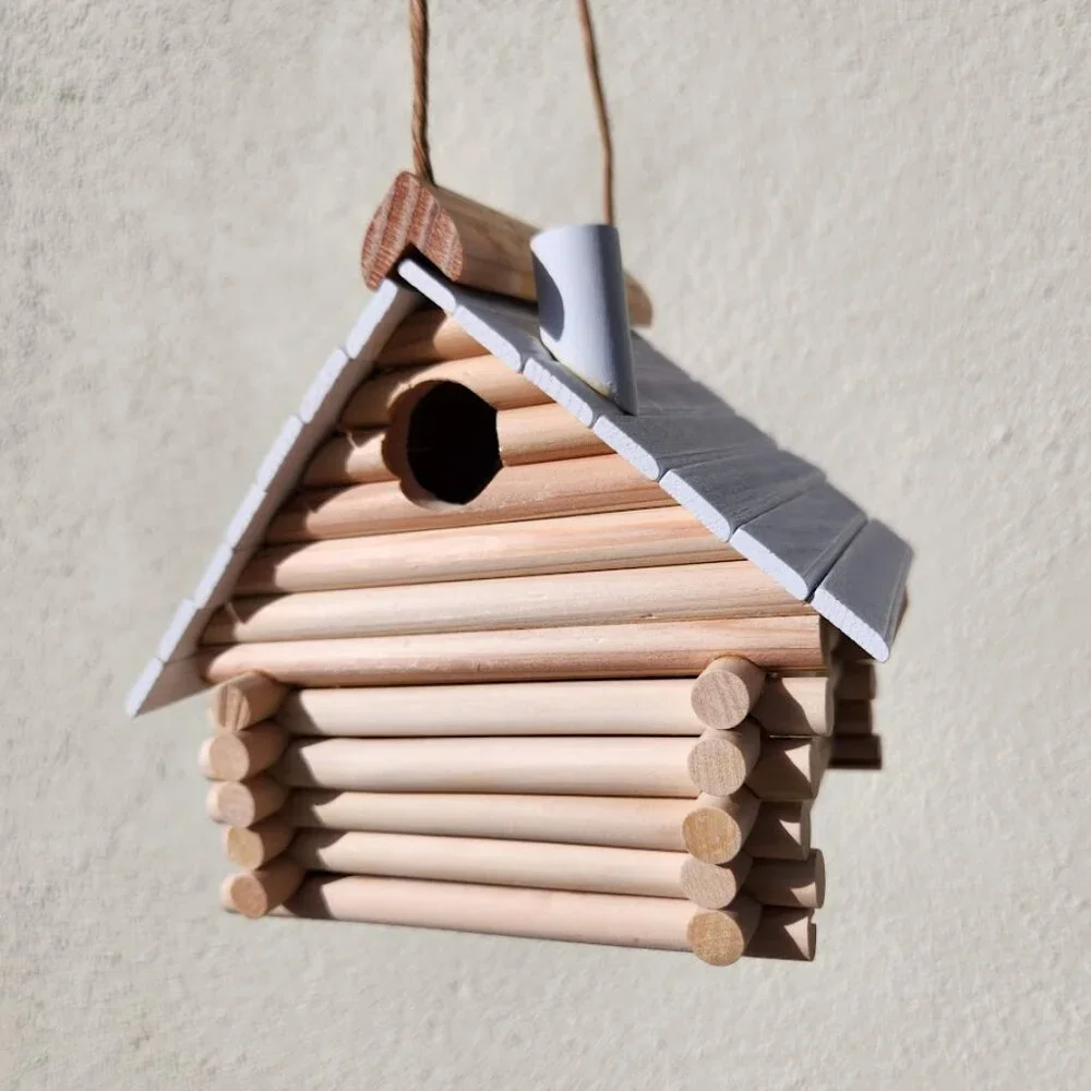 Handmade Lincoln Logs Birdhouse Bird House Garden Decor Insect Hotel 7.7